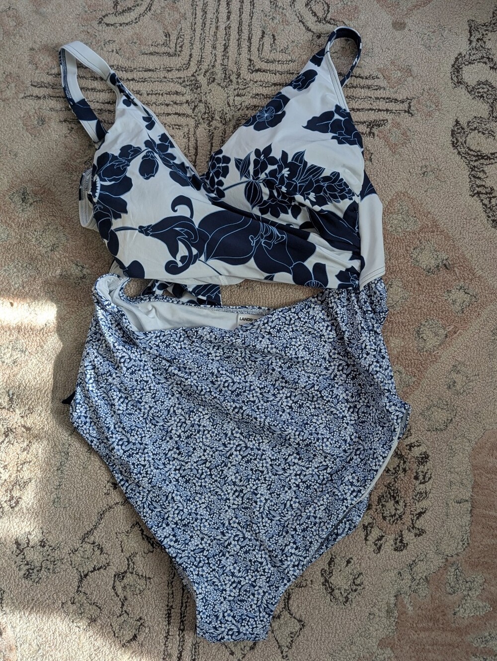 NEW Lands End Women's High Waisted Monokini One Piece Cut Out Swim - Size 18W - Picture 1 of 5